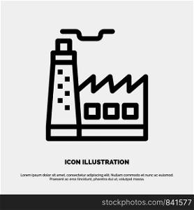 Building, Factory, Construction, Industry Line Icon Vector