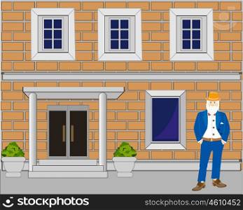 Building from brick. The Facade of the building from brick.Vector illustration