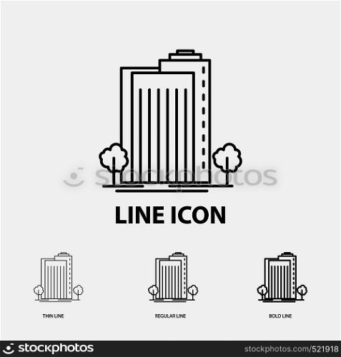 Building, Green, Plant, City, Smart Icon in Thin, Regular and Bold Line Style. Vector illustration. Vector EPS10 Abstract Template background