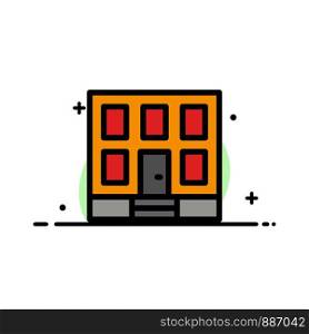 Building, Home, House, Construction Business Flat Line Filled Icon Vector Banner Template