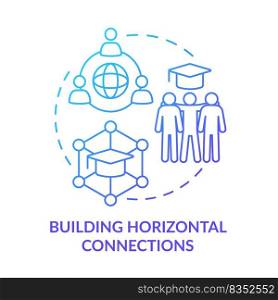 Building horizontal connections blue gradient concept icon. Subjects connection. Principle of learning abstract idea thin line illustration. Isolated outline drawing. Myriad Pro-Bold fonts used. Building horizontal connections blue gradient concept icon