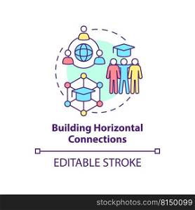 Building horizontal connections concept icon. Principle of learning abstract idea thin line illustration. Isolated outline drawing. Editable stroke. Arial, Myriad Pro-Bold fonts used. Building horizontal connections concept icon