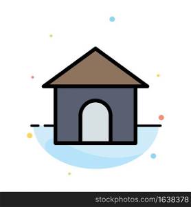 Building, Hose, House, Shop Abstract Flat Color Icon Template
