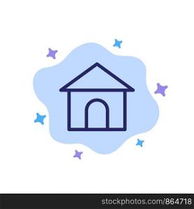 Building, Hose, House, Shop Blue Icon on Abstract Cloud Background