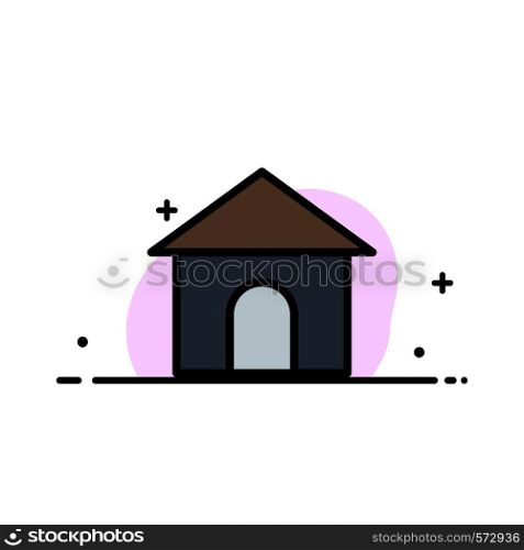 Building, Hose, House, Shop Business Flat Line Filled Icon Vector Banner Template
