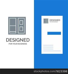Building, House, Door Grey Logo Design and Business Card Template