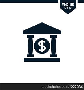 Building icon collection in glyph or flat style vector. related to bank. architecture or court house.