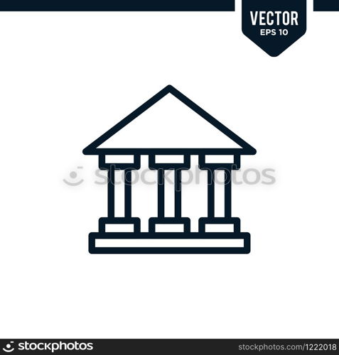 Building icon collection in outlined or line art style. editable stroke vector. related to bank. architecture or court house.