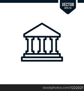 Building icon collection in outlined or line art style. editable stroke vector. related to bank. architecture or court house.