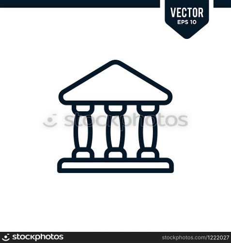 Building icon collection in outlined or line art style. editable stroke vector. related to bank. architecture or court house.