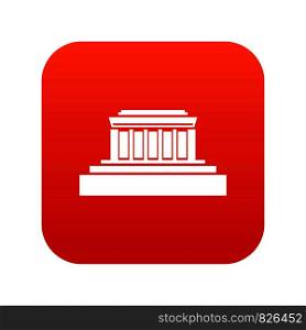Building icon digital red for any design isolated on white vector illustration. Building icon digital red