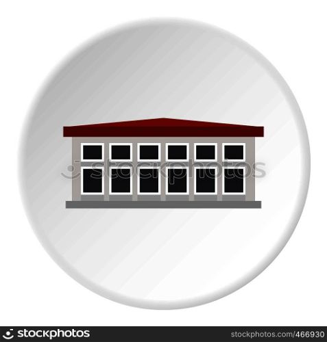 Building icon in flat circle isolated vector illustration for web. Building icon circle