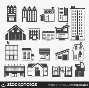 Building Icons isolated on  background