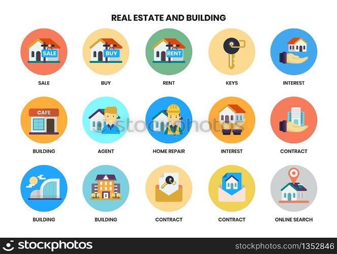 Building icons set for business, marketing, management