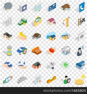 Building icons set. Isometric style of 36 building vector icons for web for any design. Building icons set, isometric style