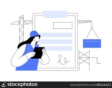 Building industry license abstract concept vector illustration. Local builder registration, technical qualification, quality and reputation, construction career, assessment abstract metaphor.. Building industry license abstract concept vector illustration.