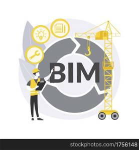 Building information modeling abstract concept vector illustration. Collaborative construction, construction project management, 3D model-based process, operational information abstract metaphor.. Building information modeling abstract concept vector illustration.