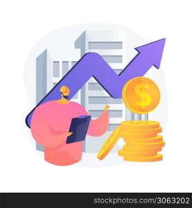 Building investment abstract concept vector illustration. Residential property, commercial real estate, financial plan, future wealth, city architecture, bank loan, housing abstract metaphor.. Building investment abstract concept vector illustration.