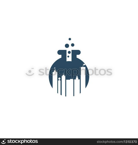 Building lab vector logo design. Building with tube test symbol logo design.