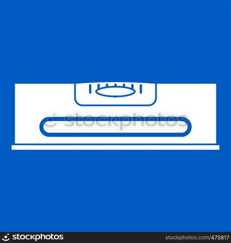 Building level icon white isolated on blue background vector illustration. Building level icon white