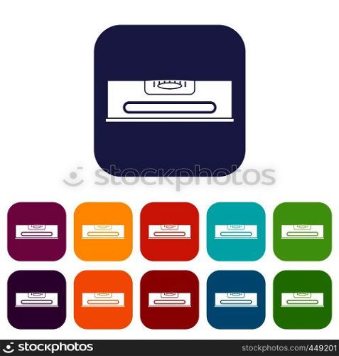Building level icons set vector illustration in flat style In colors red, blue, green and other. Building level icons set flat