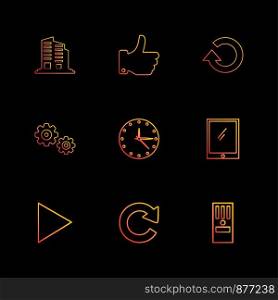 building ,like, reset ,tablet , cpu , clock , setting , gear , play , reset ,icon, vector, design, flat, collection, style, creative, icons