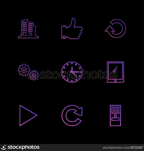 building ,like, reset ,tablet , cpu , clock , setting , gear , play , reset ,icon, vector, design, flat, collection, style, creative, icons