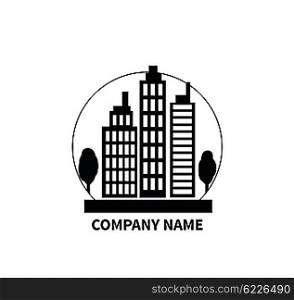 Building logo sign design flat. Company name. Construction building icon, real estate house logo, build icon building symbol, sign architecture, construction vector building