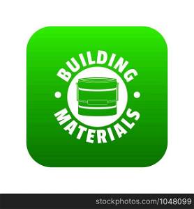 Building material icon green vector isolated on white background. Building material icon green vector