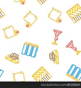Building Materials And Supplies Vector Seamless Pattern Color Line Illustration. Building Materials And Supplies Icons Set Vector