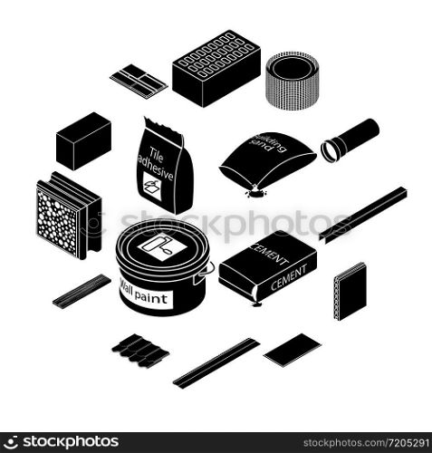 Building materials icons set. Simple illustration of 16 building materials vector icons for web. Building materials icons set, simple style