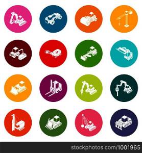 Building materials icons set vector colorful circles isolated on white background . Building materials icons set colorful circles vector