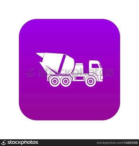 Building mixer for concrete icon digital purple for any design isolated on white vector illustration. Building mixer for concrete icon digital purple