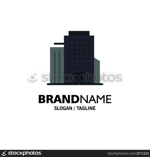 Building, Office, American Business Logo Template. Flat Color
