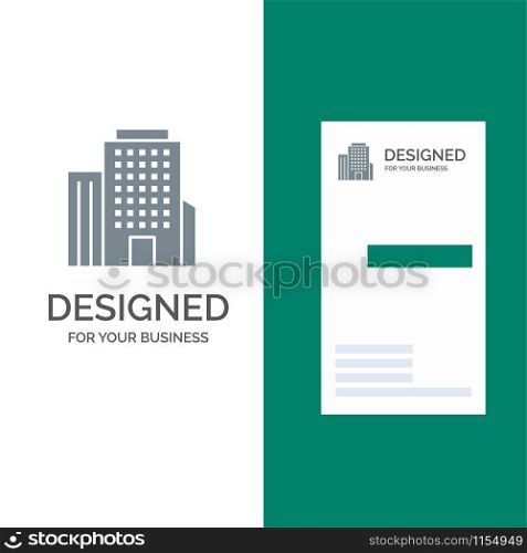 Building, Office, American Grey Logo Design and Business Card Template