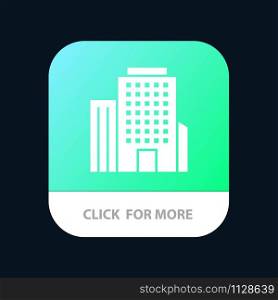 Building, Office, American Mobile App Button. Android and IOS Glyph Version