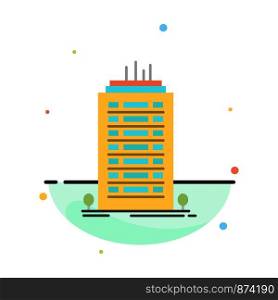 Building, Office, Skyscraper, Tower Abstract Flat Color Icon Template