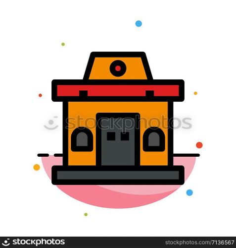 Building, Office, Ticket, Urban Abstract Flat Color Icon Template