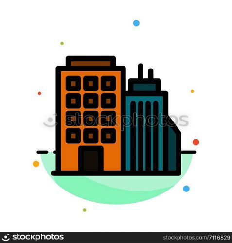 Building, Office, Tower, Head office Abstract Flat Color Icon Template