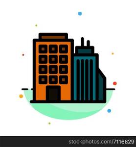 Building, Office, Tower, Head office Abstract Flat Color Icon Template