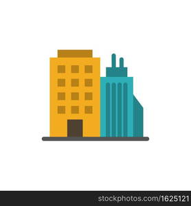Building, Office, Tower, Head office Flat Color Icon. Vector icon banner Template