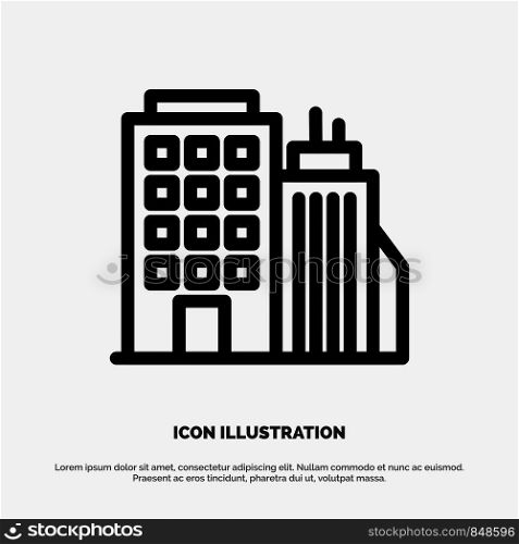 Building, Office, Tower, Head office Line Icon Vector