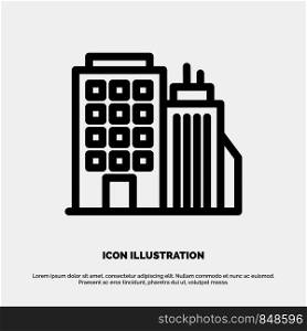 Building, Office, Tower, Head office Line Icon Vector
