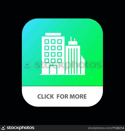 Building, Office, Tower, Head office Mobile App Button. Android and IOS Glyph Version