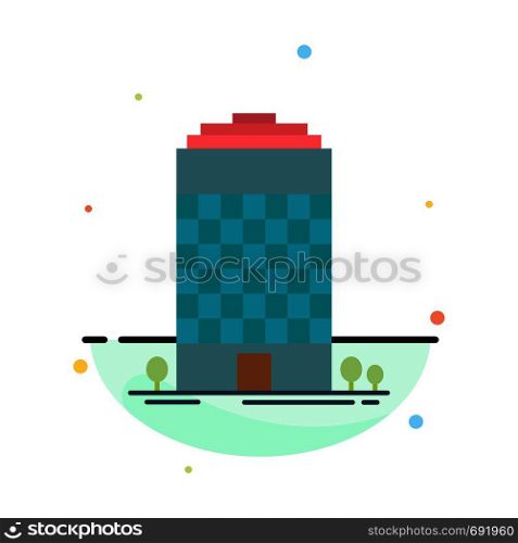 Building, Office, Tower, Space Abstract Flat Color Icon Template
