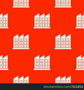Building pattern repeat seamless in orange color for any design. Vector geometric illustration. Building pattern seamless