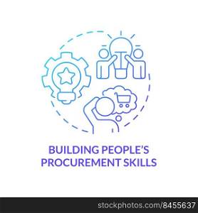 Building people procurement skills blue gradient concept icon. Purchasing strategy abstract idea thin line illustration. Decision making. Isolated outline drawing. Myriad Pro-Bold font used. Building people procurement skills blue gradient concept icon