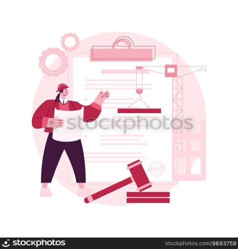 Building permit abstract concept vector illustration. Official approval, contractor service, property remodeling project, house blueprint, application form, real estate business abstract metaphor.. Building permit abstract concept vector illustration.