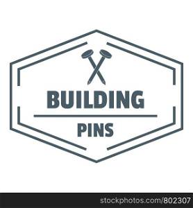 Building pin logo. Gray monochrome illustration of building pin vector logo for web. Building pin logo, gray monochrome style