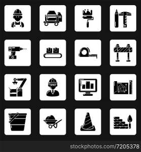 Building process icons set. Simple illustration of 16 building process vector icons for web. Building process icons set, simple style